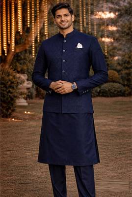 jacquard mens modi jacket with weaving work kurta pajama 1