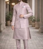 jacquard mens modi jacket with weaving work kurta pajama