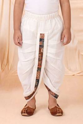 Boys rust brown folk art print kurta & dhoti set 5