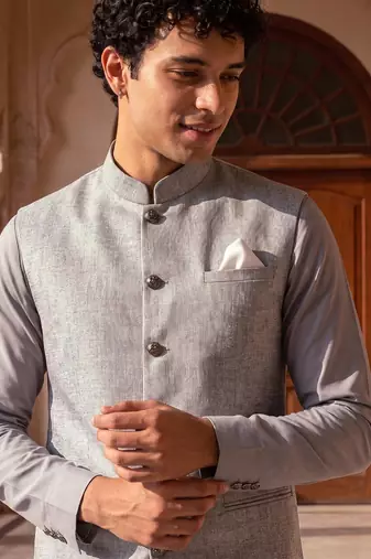 jacquard mens modi jacket with weaving work kurta pajama