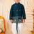 Boys peacock blue satin elephant border embroidered & beaded kurta dhoti set