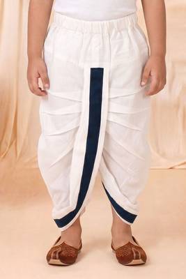 Boys peacock blue satin elephant border embroidered & beaded kurta dhoti set 5