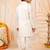 Boys off white satin elephant border embroidered & beaded kurta dhoti set
