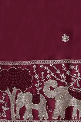 Boys wine satin elephant border embroidered & beaded kurta dhoti set 3