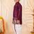 Boys wine satin elephant border embroidered & beaded kurta dhoti set