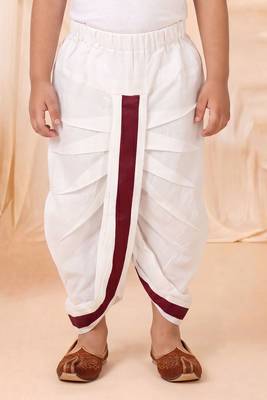 Boys wine satin elephant border embroidered & beaded kurta dhoti set 5