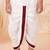Boys wine satin elephant border embroidered & beaded kurta dhoti set