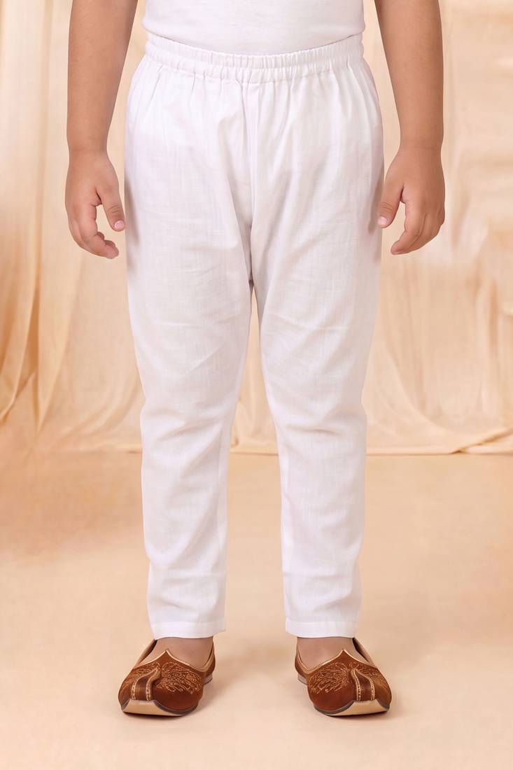 Boys sky blue satin flamingo bird & floral embroidered kurta pyjama set