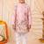Boys light pink satin flamingo bird & floral embroidered kurta pyjama set