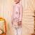 Boys light pink satin flamingo bird & floral embroidered kurta pyjama set