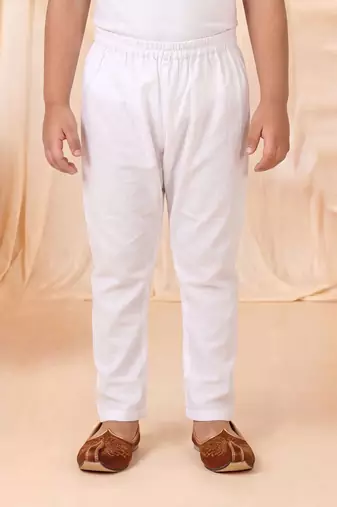 Boys light pink satin flamingo bird & floral embroidered kurta pyjama set
