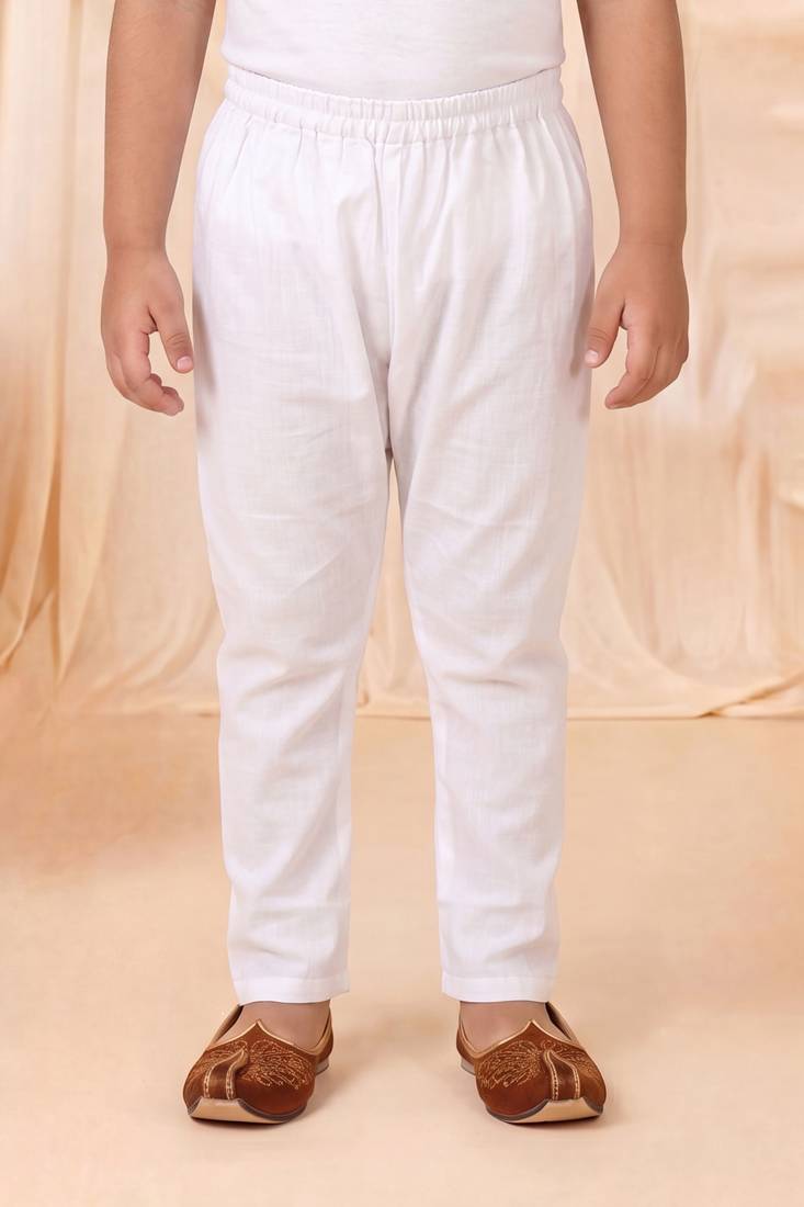 Boys light pink satin flamingo bird & floral embroidered kurta pyjama set