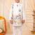 Boys white satin flamingo bird & floral embroidered kurta pyjama set
