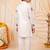 Boys white satin flamingo bird & floral embroidered kurta pyjama set