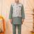 Boys sage green pure cotton heritage motif jacquard waistcoat with kurta & trouser set
