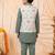 Boys sage green pure cotton heritage motif jacquard waistcoat with kurta & trouser set