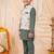 Boys sage green pure cotton heritage motif jacquard waistcoat with kurta & trouser set