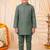 Boys sage green pure cotton heritage motif jacquard waistcoat with kurta & trouser set