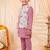 Boys dusty pink pure cotton heritage motif jacquard waistcoat with kurta & trouser set