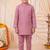 Boys dusty pink pure cotton heritage motif jacquard waistcoat with kurta & trouser set