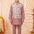Boys mauve pure cotton heritage motif jacquard waistcoat with kurta & trouser set