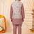 Boys mauve pure cotton heritage motif jacquard waistcoat with kurta & trouser set