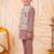 Boys mauve pure cotton heritage motif jacquard waistcoat with kurta & trouser set