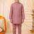 Boys mauve pure cotton heritage motif jacquard waistcoat with kurta & trouser set
