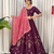 Wine silk blend Embroidered Lehenga Choli with Peach Dupatta