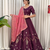 Wine silk blend Embroidered Lehenga Choli with Peach Dupatta