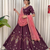 Wine silk blend Embroidered Lehenga Choli with Peach Dupatta