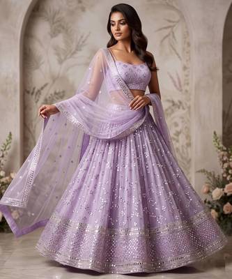 lavender georgette embroidered designer lehenga-choli 1