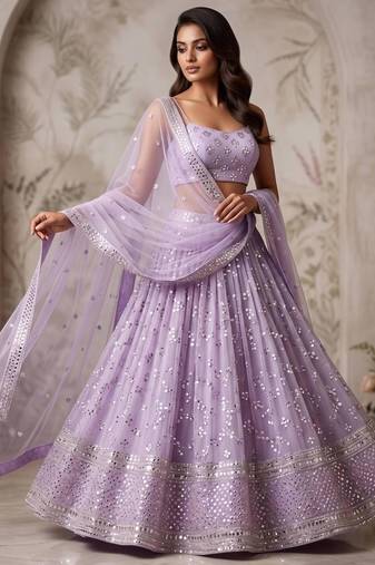 lavender georgette embroidered designer lehenga-choli