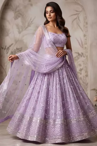 lavender georgette embroidered designer lehenga-choli