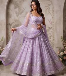 lavender georgette embroidered designer lehenga-choli