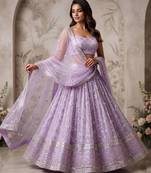 lavender georgette embroidered designer lehenga-choli