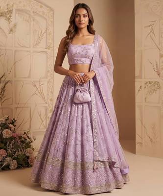 lavender georgette embroidered designer lehenga-choli 2