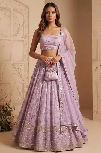 lavender georgette embroidered designer lehenga-choli