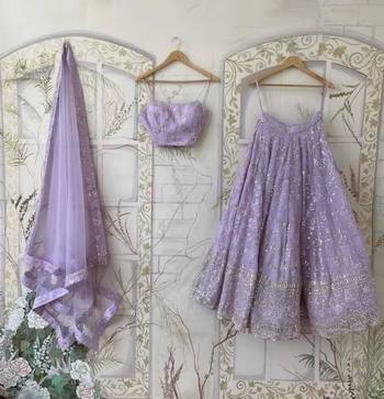lavender georgette embroidered designer lehenga-choli 3