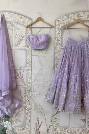 lavender georgette embroidered designer lehenga-choli