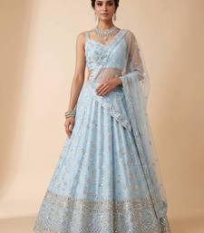 sky blue georgette embroidered designer lehenga-choli