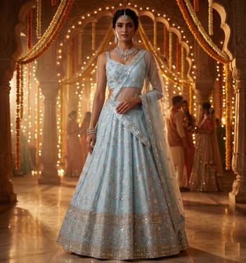sky blue georgette embroidered designer lehenga-choli 2