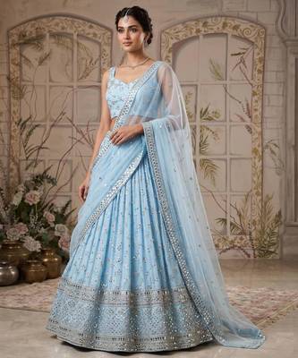 sky blue georgette embroidered designer lehenga-choli 4