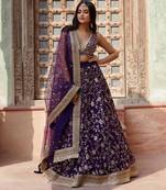 purple georgette embroidered designer lehenga-choli