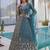 blue net embroidered designer lehenga-choli