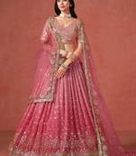 pink georgette embroidered designer lehenga-choli
