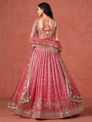 pink georgette embroidered designer lehenga-choli 2