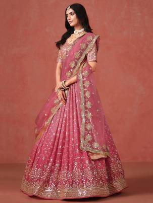 pink georgette embroidered designer lehenga-choli 3
