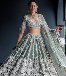 grey net embroidered designer lehenga-choli