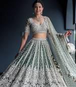 grey net embroidered designer lehenga-choli